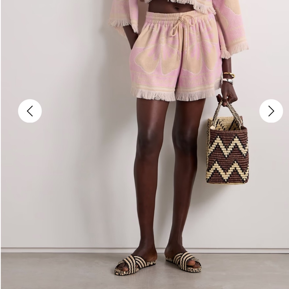 Zimmermann High Waist Shorts in Pink and Cream